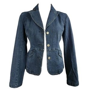 Ann Taylor Loft Blue Denim Button Front Jacket